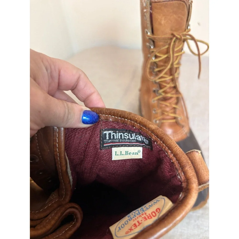 L.L. Bean Bean Boots Mens 10 Brown Gore-Tex Thinsulate Insulated Duck Boots USA